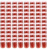 VidaXL Jampotten met wit met rode deksels 96 st 230 ml glas