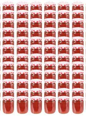 VidaXL Jampotten met wit met rode deksels 96 st 230 ml glas