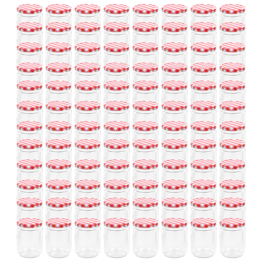 VidaXL Jampotten met wit met rode deksels 96 st 230 ml glas
