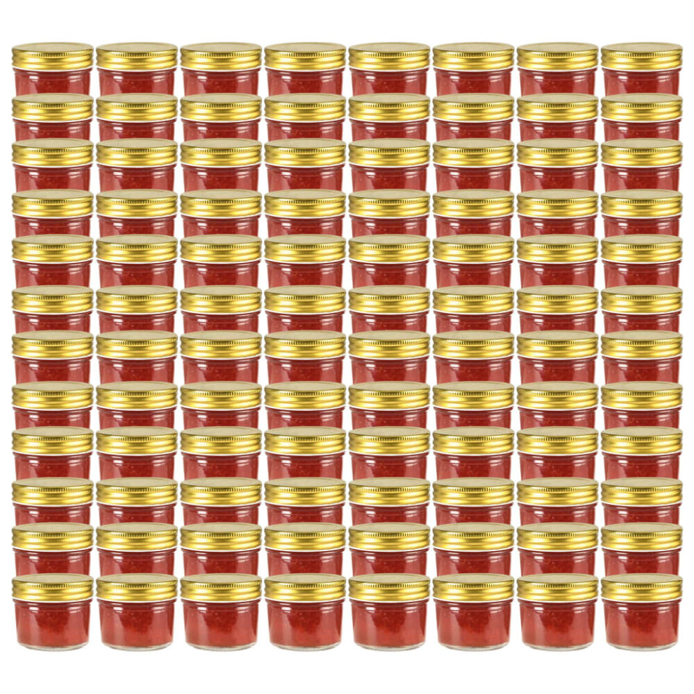 VidaXL Jampotten met goudkleurige deksels 96 st 110 ml glas