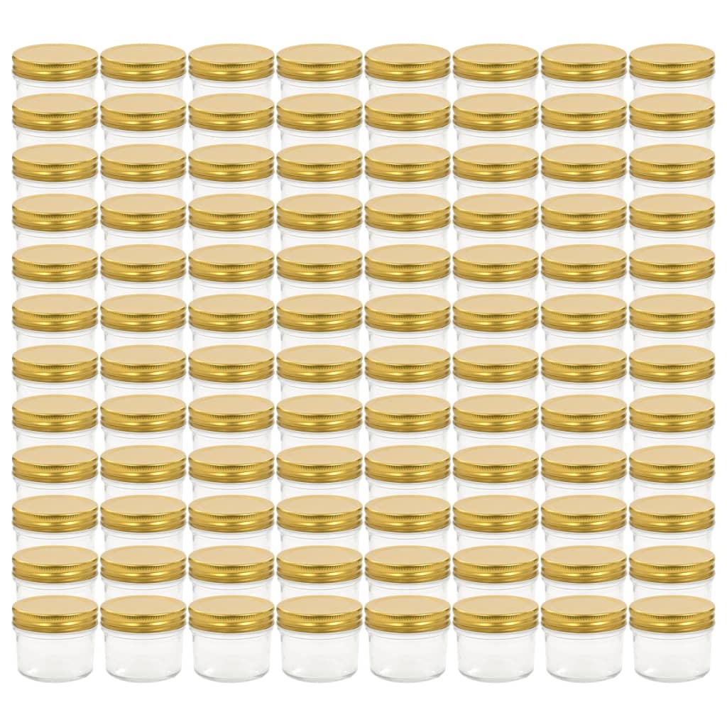 VidaXL Jampotten met goudkleurige deksels 96 st 110 ml glas