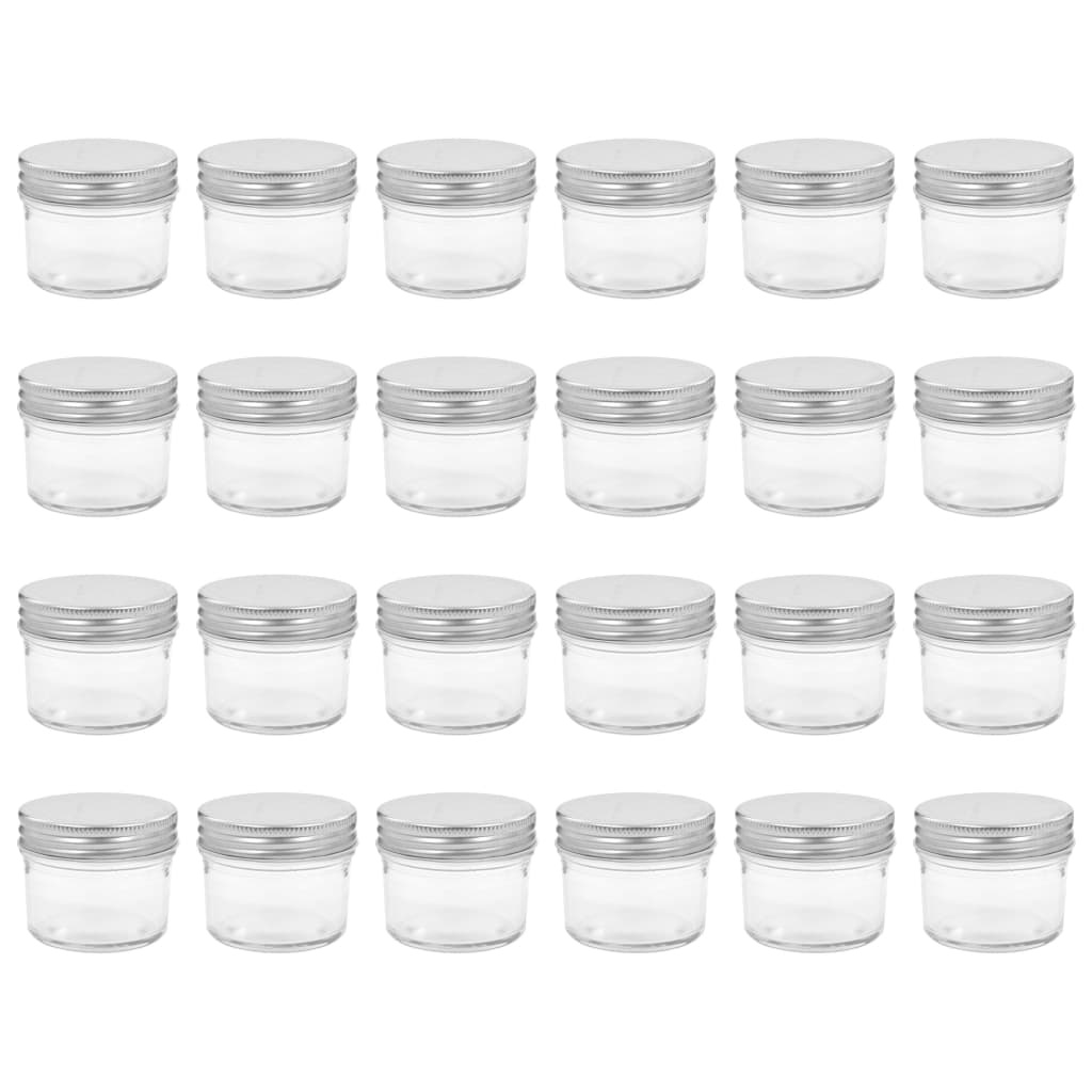 VidaXL Jampotten met zilverkleurige deksels 24 st 110 ml glas