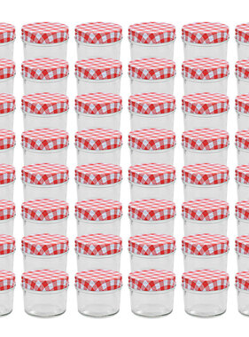 VidaXL Jampotten met wit met rode deksels 48 st 110 ml glas
