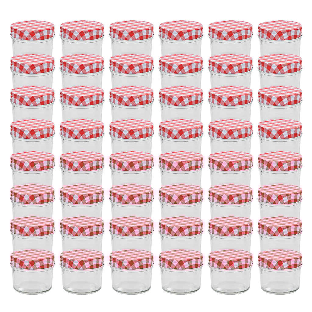 VidaXL Jampotten met wit met rode deksels 48 st 110 ml glas