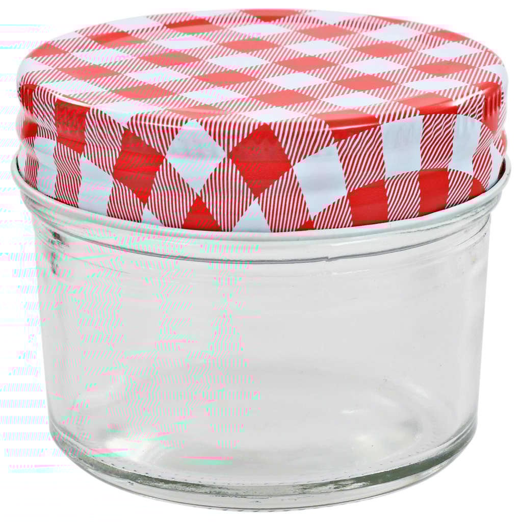 VidaXL Jampotten met wit met rode deksels 48 st 110 ml glas