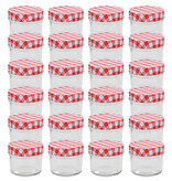 VidaXL Jampotten met wit met rode deksels 24 st 110 ml glas