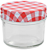 VidaXL Jampotten met wit met rode deksels 24 st 110 ml glas