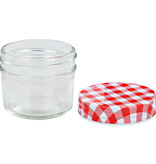 VidaXL Jampotten met wit met rode deksels 24 st 110 ml glas