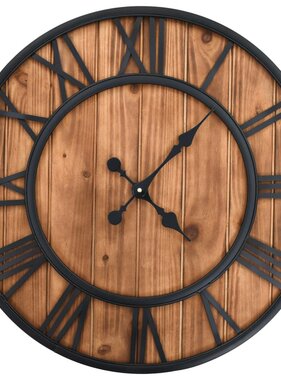 VidaXL Wandklok vintage-stijl quartz-mechanisme XXL 60 cm hout metaal