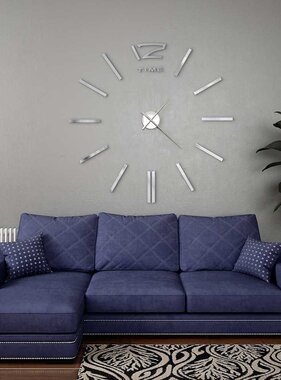 VidaXL 3D-wandklok 100 cm XXL modern zilverkleurig