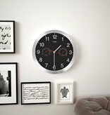 VidaXL Wandklok met quartz-mechanisme hygrometer thermometer 30 cm zwart