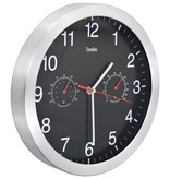 VidaXL Wandklok met quartz-mechanisme hygrometer thermometer 30 cm zwart