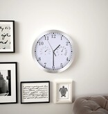 VidaXL Wandklok met quartz-mechanisme hygrometer thermometer 30 cm wit