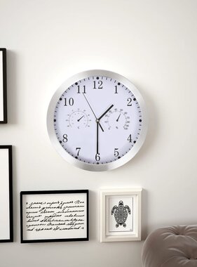 VidaXL Wandklok met quartz-mechanisme hygrometer thermometer 30 cm wit