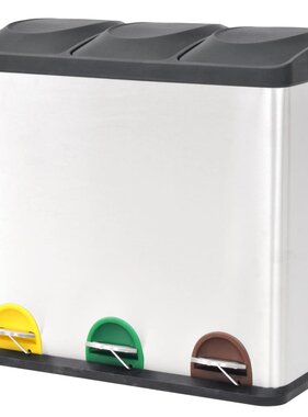 VidaXL Pedaalemmer voor recycling 54 L roestvrij staal