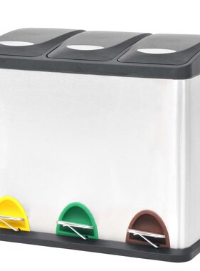 VidaXL Pedaalemmer voor recycling 24 L roestvrij staal