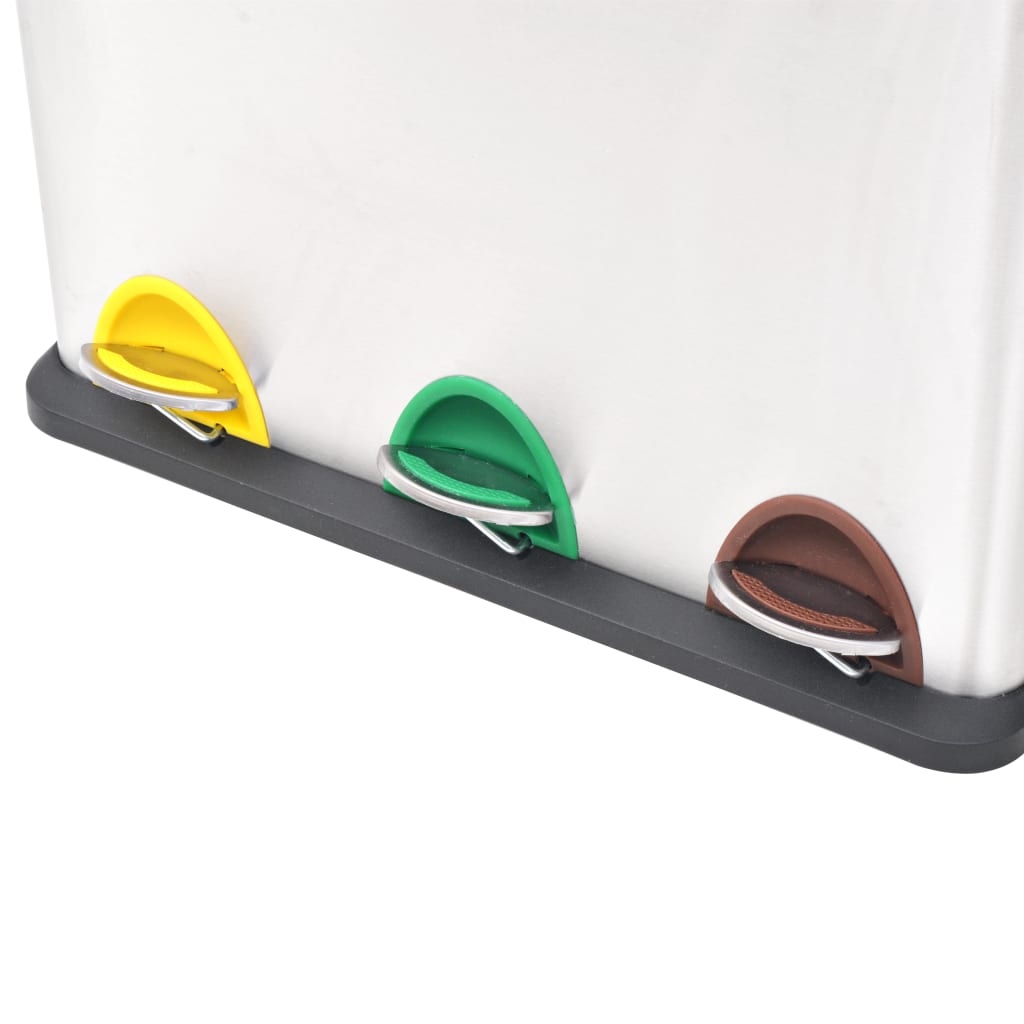 VidaXL Pedaalemmer voor recycling 24 L roestvrij staal