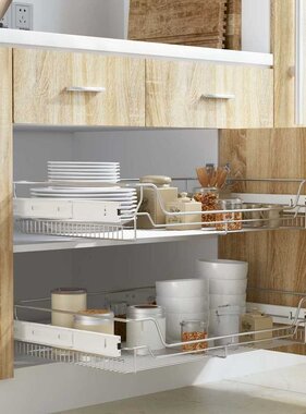 VidaXL Draadmanden uittrekbaar 2 st 800 mm zilverkleurig