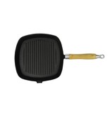 VidaXL Grillpan met houten handvat gietijzer 20x20 cm