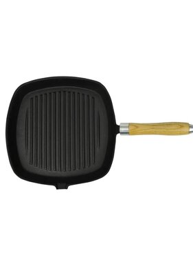 VidaXL Grillpan met houten handvat gietijzer 20x20 cm