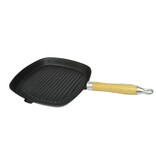 VidaXL Grillpan met houten handvat gietijzer 20x20 cm