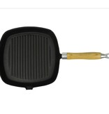 VidaXL Grillpan met houten handvat gietijzer 20x20 cm
