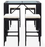 VidaXL 5-delige Tuinbarset poly rattan en glas zwart
