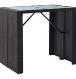 VidaXL 5-delige Tuinbarset poly rattan en glas zwart