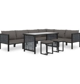 VidaXL 9-delige Loungeset met kussens poly rattan antraciet
