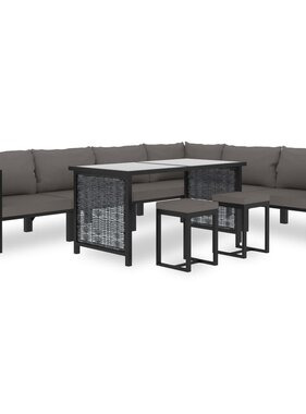 VidaXL 9-delige Loungeset met kussens poly rattan antraciet