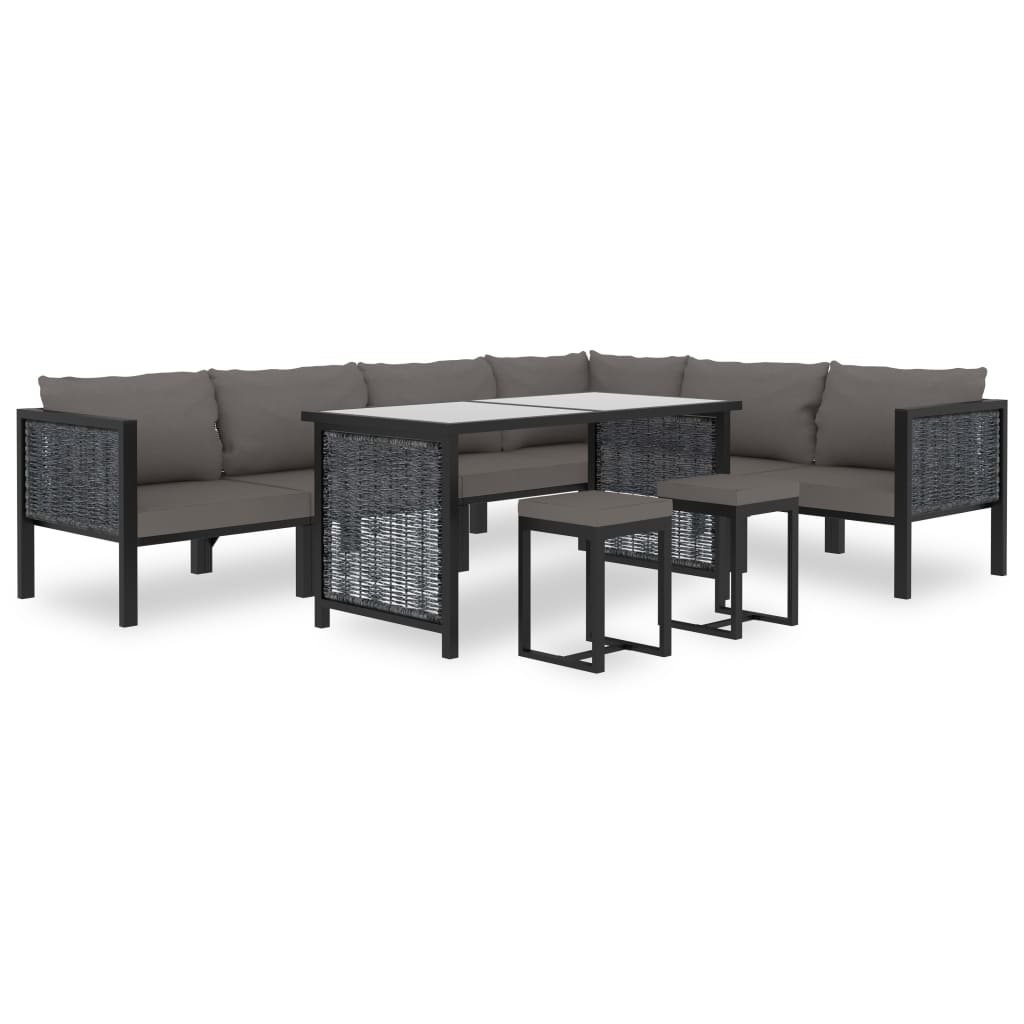 VidaXL 9-delige Loungeset met kussens poly rattan antraciet
