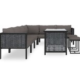 VidaXL 9-delige Loungeset met kussens poly rattan antraciet