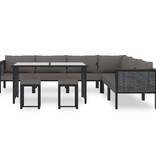 VidaXL 9-delige Loungeset met kussens poly rattan antraciet