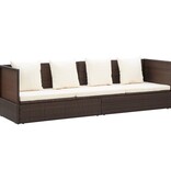 VidaXL Tuinbed met kussens poly rattan bruin