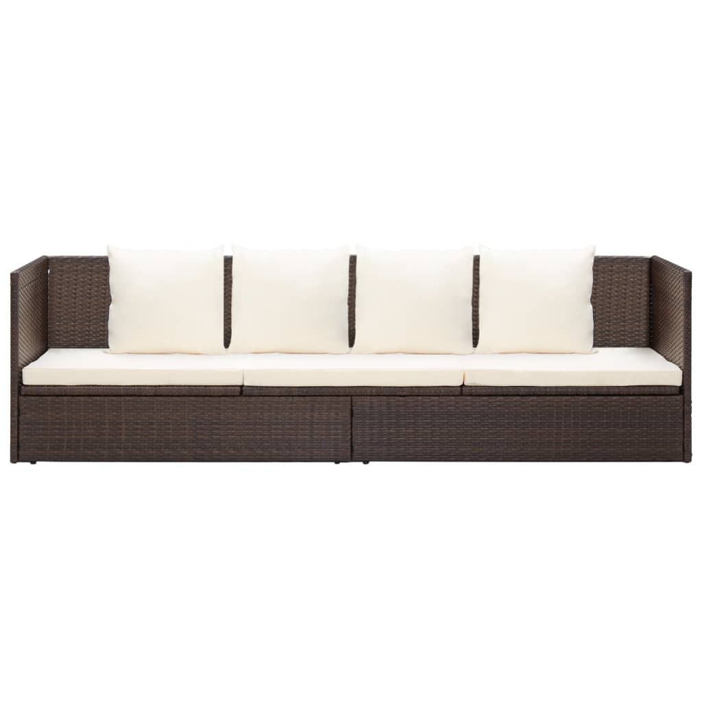 VidaXL Tuinbed met kussens poly rattan bruin