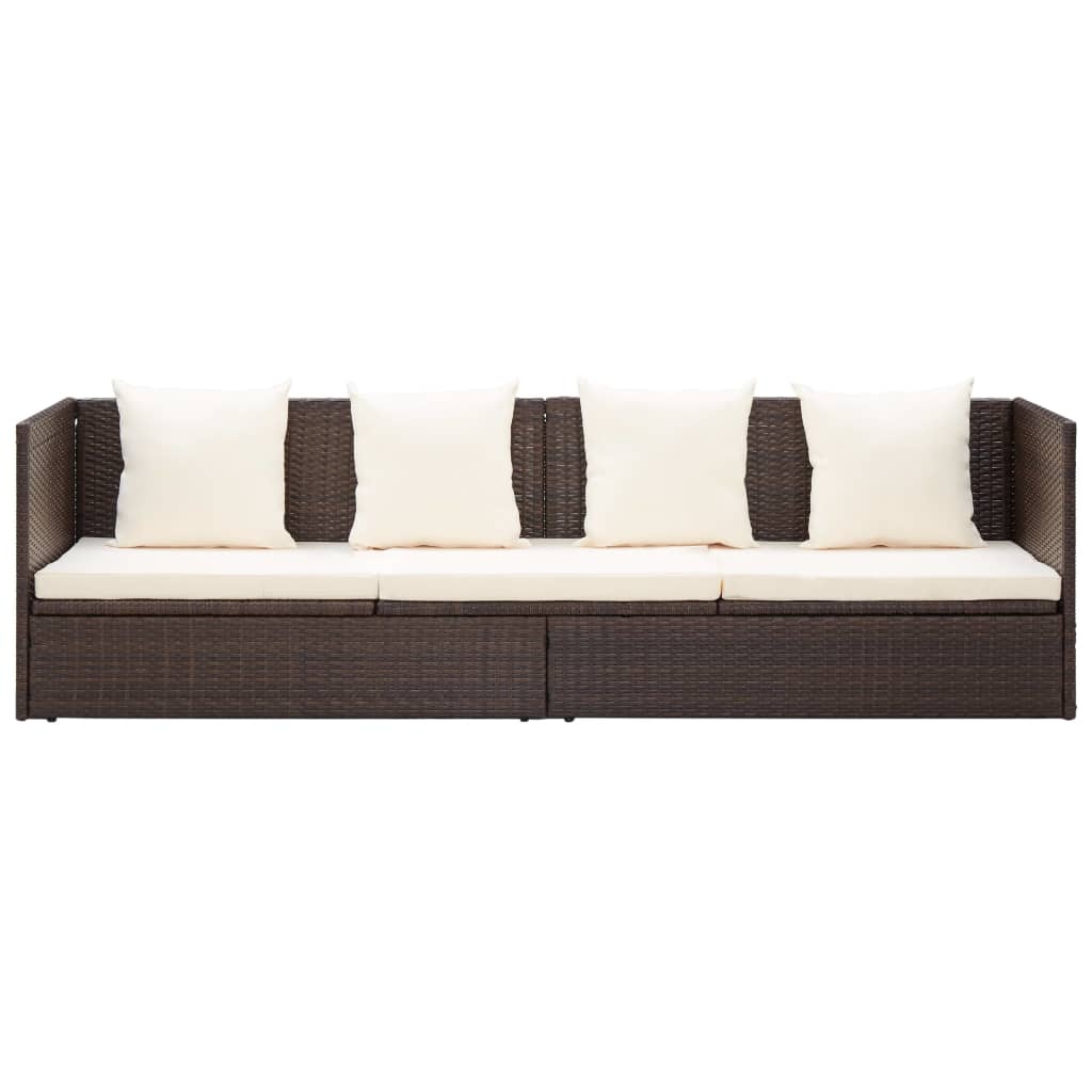 VidaXL Tuinbed met kussens poly rattan bruin