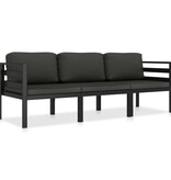 VidaXL 3-delige Loungeset met kussens aluminium antraciet