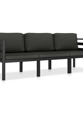 VidaXL 3-delige Loungeset met kussens aluminium antraciet