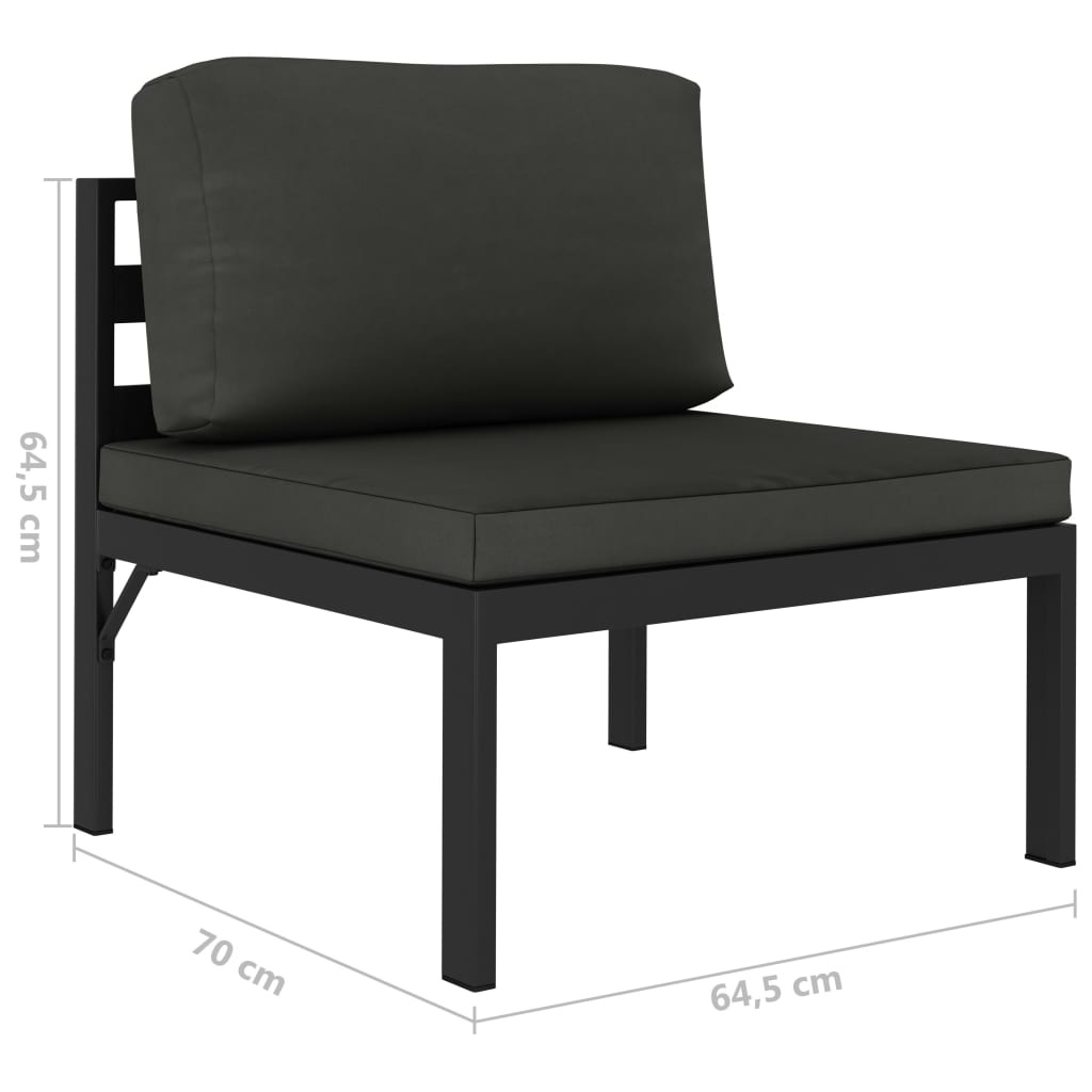 VidaXL 3-delige Loungeset met kussens aluminium antraciet