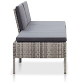 VidaXL 3-delige Loungeset met kussens poly rattan grijs