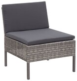 VidaXL 3-delige Loungeset met kussens poly rattan grijs