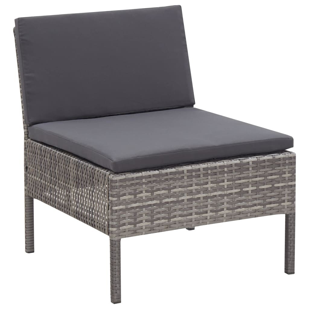 VidaXL 3-delige Loungeset met kussens poly rattan grijs