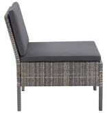 VidaXL 3-delige Loungeset met kussens poly rattan grijs