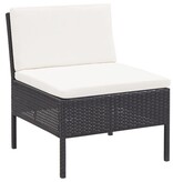 VidaXL 3-delige Loungeset met kussens poly rattan zwart