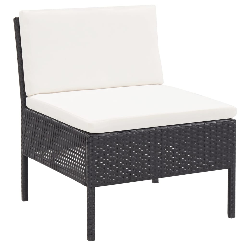 VidaXL 3-delige Loungeset met kussens poly rattan zwart