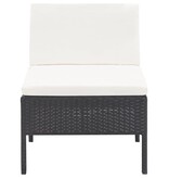 VidaXL 3-delige Loungeset met kussens poly rattan zwart