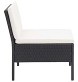 VidaXL 3-delige Loungeset met kussens poly rattan zwart