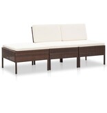 VidaXL 3-delige Loungeset met kussens poly rattan bruin
