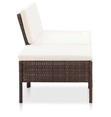 VidaXL 3-delige Loungeset met kussens poly rattan bruin