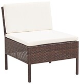 VidaXL 3-delige Loungeset met kussens poly rattan bruin